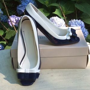 BCBG Navy and White Patent Shoes